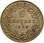 6 Kreuzers - Philip August Frederick, Germany, 1840 reverse image