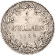 ½ Gulden - Louis William, Germany, 1838-1839 reverse image