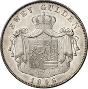 2 Gulden - Philip August, Germany, 1846 reverse image