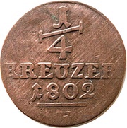 ¼ Kreuzer - William IX, Germany, 1801-1802 reverse image