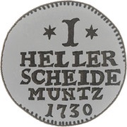 1 Heller - Frederick I, Germany, 1730 reverse image