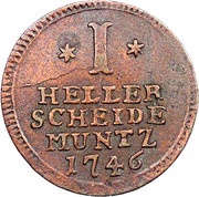 1 Heller - Frederick I, Germany, 1743-1750 reverse image