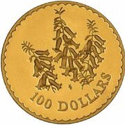 100 Dollars - Elizabeth II 4th Portrait - Common Heath - Gold Bullion Coin, Australia, 1999 reverse image