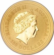 100 Dollars - Elizabeth II 4th Portrait - Kangaroo - Gold Bullion Coin obverse image