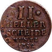 2 Heller - William VIII, Germany, 1751-1758 reverse image