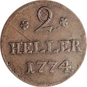 2 Heller - Frederick II, Germany, 1774 reverse image