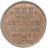 3 Heller - Charles, Germany, 1726-1728 reverse image