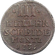 3 Heller - Frederick I, Germany, 1733-1735 reverse image