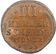 3 Heller - Frederick I, Germany, 1735 reverse image