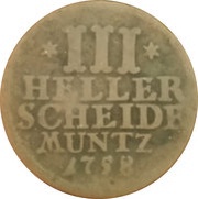 3 Heller - William VIII, Germany, 1758 reverse image