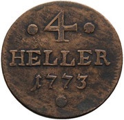 4 Heller - Frederick II, Germany, 1773 reverse image