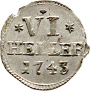 6 Heller - Frederick I, Germany, 1733-1750 reverse image