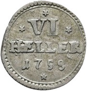 6 Heller - William VIII, Germany, 1756-1759 reverse image