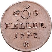 6 Heller - Frederick II, Germany, 1772 reverse image