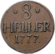8 Heller - Frederick II, Germany, 1774-1777 reverse image