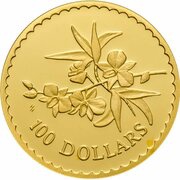 100 Dollars - Elizabeth II 4th Portrait - Cooktown Orchid - Gold Bullion Coin, Australia, 2000 reverse image