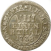 ⅛ Thaler - Frederick I, Germany, 1737-1745 reverse image