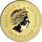 100 Dollars - Elizabeth II 4th Portrait - Year of the Dragon - Gold Bullion Coin obverse image