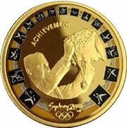 100 Dollars - Elizabeth II 4th Portrait - Summer Olympics - Gold Proof, Australia, 2000 reverse image