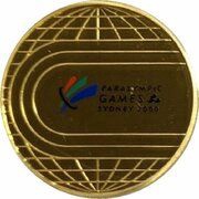 100 Dollars - Elizabeth II 4th Portrait - Paralympic Games; Gold Proof, Australia, 2000 reverse image