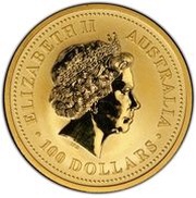 100 Dollars - Elizabeth II 4th Portrait - Australian Nugget - Gold Bullion Coin obverse image
