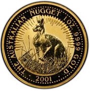 100 Dollars - Elizabeth II 4th Portrait - Australian Nugget - Gold Bullion Coin, Australia, 2000-2001 reverse image