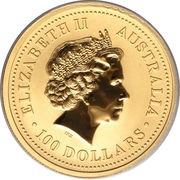 100 Dollars - Elizabeth II 4th Portrait - Year of the Snake - Gold Bullion Coin obverse image