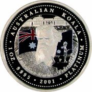 100 Dollars - Elizabeth II 4th Portrait - Koala - Platinum - Federation reverse image