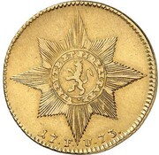 2 Friedrichs d'Or - Frederick II Stern - Pistole, Germany, 1773 reverse image
