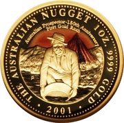 100 Dollars - Elizabeth II 4th Portrait - Australian Nugget - Gold Bullion Coin, Australia, 2001 reverse image