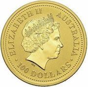 100 Dollars - Elizabeth II 4th Portrait - Kangaroo - Gold Bullion Coin obverse image