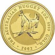 100 Dollars - Elizabeth II 4th Portrait - Kangaroo - Gold Bullion Coin, Australia, 2001-2002 reverse image