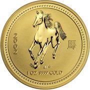 100 Dollars - Elizabeth II 4th Portrait - Year of the Horse - Gold Bullion Coin, Australia, 2002 reverse image