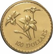 100 Dollars - Elizabeth II 4th Portrait - Royal Blue Bell - Gold Bullion Coin, Australia, 2003 reverse image
