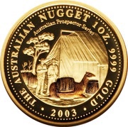 100 Dollars - Elizabeth II 4th Portrait - Australian Nugget - Gold Bullion Coin, Australia, 2003 reverse image