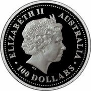 100 Dollars - Elizabeth II 4th Portrait - Koala - Platinum - The Arts obverse image
