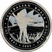 100 Dollars - Elizabeth II 4th Portrait - Koala - Platinum - The Arts reverse image