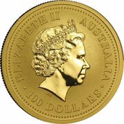 100 Dollars - Elizabeth II 4th Portrait - Year of the Monkey - Gold Bullion Coin obverse image