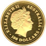 100 Dollars - Elizabeth II 4th Portrait - Australian Nugget - Gold Bullion Coin obverse image
