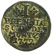 1 Pfennig, Germany, 1762-1772 reverse image