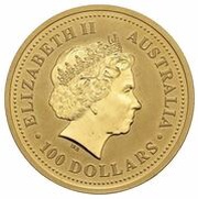 100 Dollars - Elizabeth II 4th Portrait - Kangaroo - Gold Bullion Coin obverse image