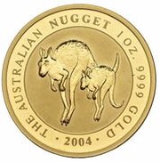 100 Dollars - Elizabeth II 4th Portrait - Kangaroo - Gold Bullion Coin, Australia, 2004 reverse image