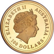 100 Dollars - Elizabeth II 4th Portrait - Year of the Dog - Gold Proof Coin obverse image