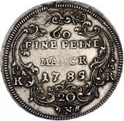 20 Kreuzers - Louis Frederick Charles, Germany, 1785 reverse image