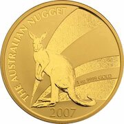 100 Dollars - Elizabeth II 4th Portrait - Kangaroo - Gold Bullion Coinage, Australia, 2007 reverse image