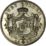 2 Gulden - Frederick William Constantine, Germany, 1846-1847 reverse image