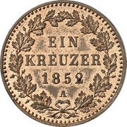 1 Kreuzer - Frederick William IV, Germany, 1852 reverse image