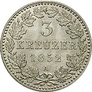 3 Kreuzers - Frederick William IV, Germany, 1852 reverse image