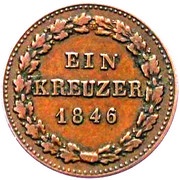 1 Kreuzer - Charles, Germany, 1842-1846 reverse image