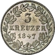 3 Kreuzers - Charles, Germany, 1839-1847 reverse image